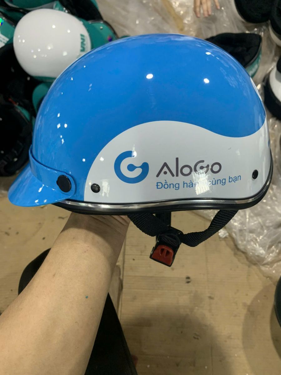 mũ bảo hiểm in logo theo yêu cầu thương hiệu Alogo