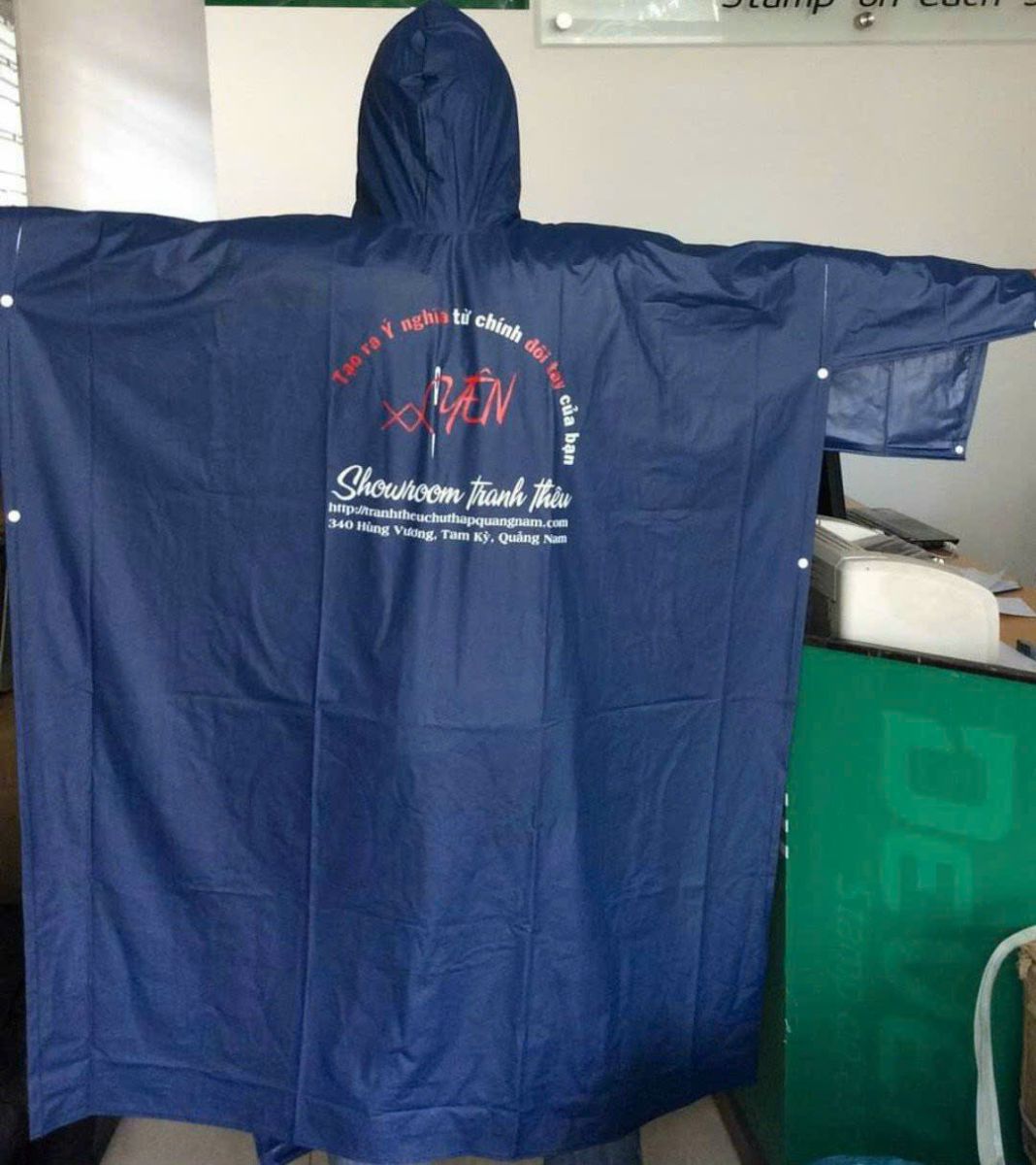 áo mưa in logo tranh thêu