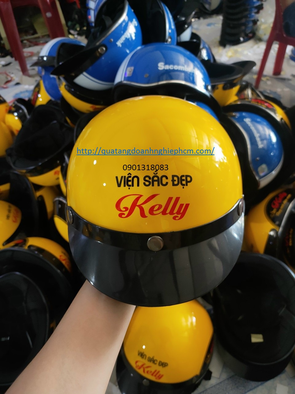 nón bảo hiểm hàng quà tặng viện sắc đẹp kelly