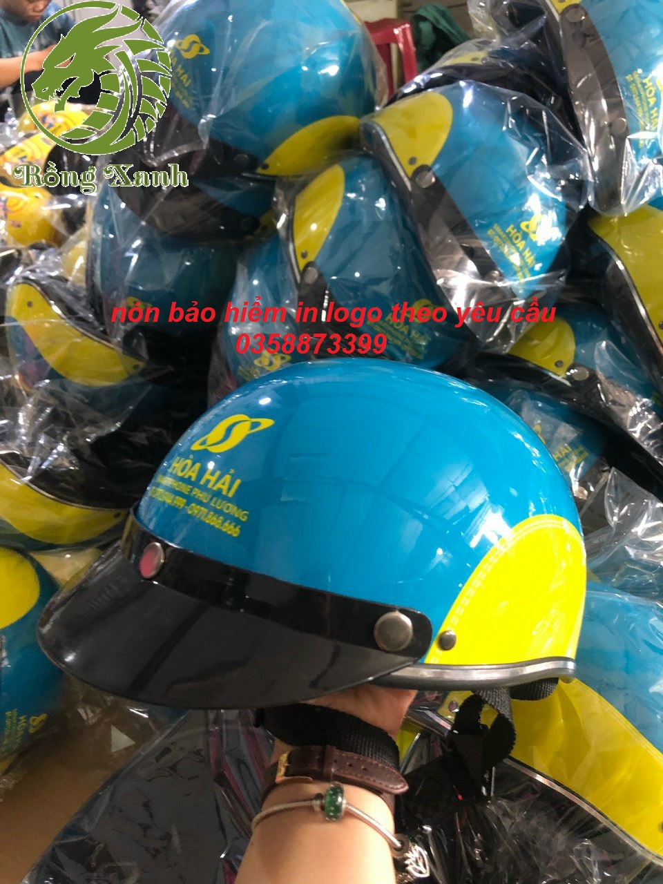 nón bảo hiểm in logo theo yêu cầu tại Vĩnh Long